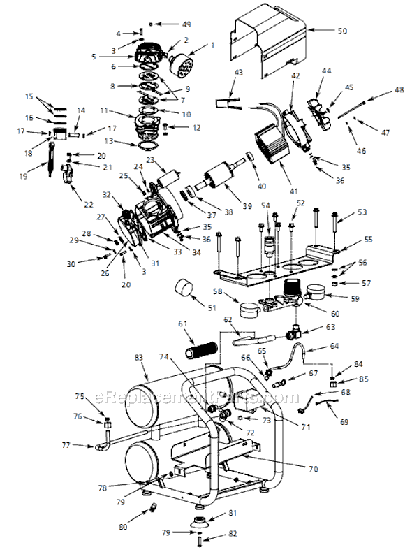 Page A Diagram and Parts List for HL5404 2008 Campbell Hausfeld Compressor